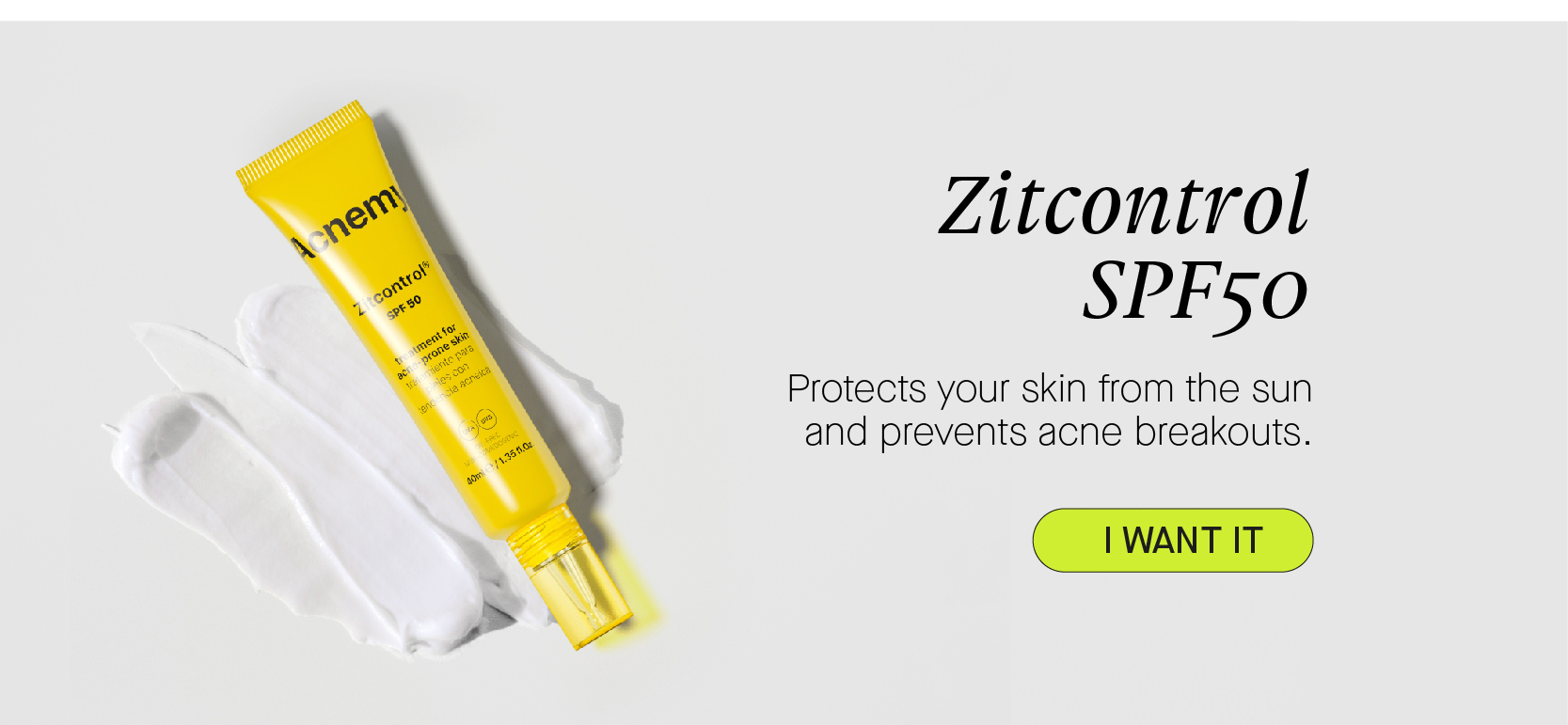 Zitcontrol SPF50 Protects your skin from the sun and prevents acne breakouts. 